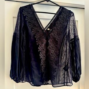 Alice and Olivia Black Lace Women's Top